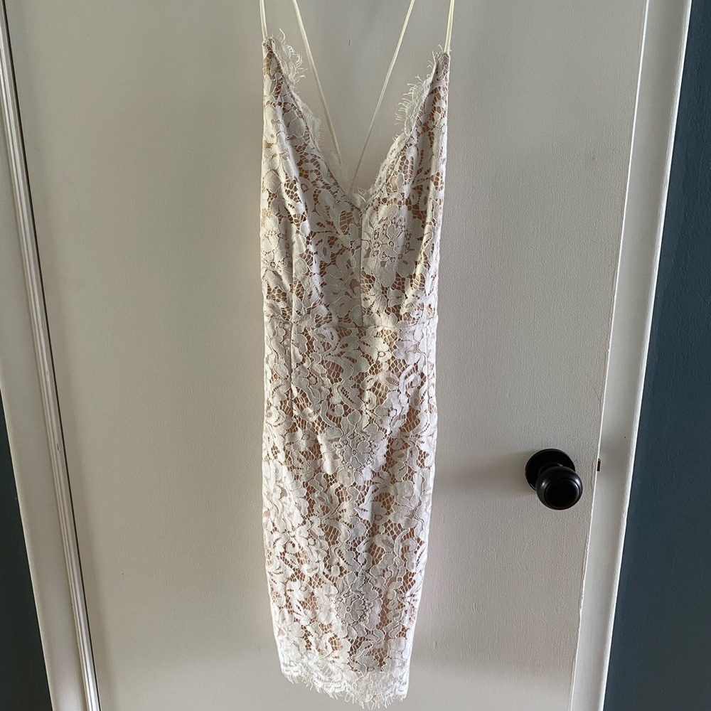 Ivory lace mini dress